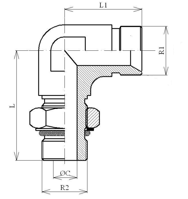 L kus UPS BSP/Metricky zavit Elbow adjustable UPS BSP/Metric thread